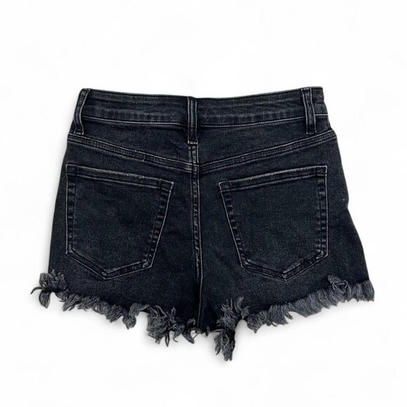 Altar’d State Black Denim‎ Frayed Shorts Cut Off Size S Western Country Goth - Picture 4 of 4